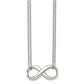 Stainless Steel Chisel Polished Infinity Symbol On An 18 Inch 2-Strand Cable Chain Necklace