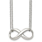 Stainless Steel Chisel Polished Infinity Symbol On An 18 Inch 2-Strand Cable Chain Necklace