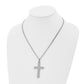 Stainless Steel Chisel Polished With Grey Carbon Fiber Inlay Large Cross Pendant On A 20 Inch Curb Chain Necklace