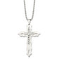 Stainless Steel Chisel Polished With Sterling Silver Inlay Cross Pendant On A 20 Inch Ball Chain Necklace