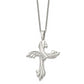 Stainless Steel Chisel Polished With Cz Swirl Cross Pendant On A 20 Inch Cable Chain Necklace