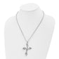 Stainless Steel Chisel Polished With Cz Swirl Cross Pendant On A 20 Inch Cable Chain Necklace