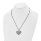 Stainless Steel Chisel Antiqued And Polished With Marcasite Heart Pendant On A 20 Inch Singapore Chain Necklace