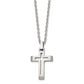 Stainless Steel Chisel Brushed And Polished Cut-Out Cross Pendant On A 20 Inch Cable Chain Necklace