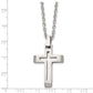 Stainless Steel Chisel Brushed And Polished Cut-Out Cross Pendant On A 20 Inch Cable Chain Necklace