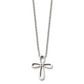 Stainless Steel Chisel Polished Open Cross Pendant On An 18 Inch Cable Chain Necklace