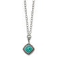 Stainless Steel Chisel Antiqued And Polished Imitation Turquoise Pendant On A 20.5 Inch Open Link Chain Necklace