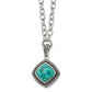 Stainless Steel Chisel Antiqued And Polished Imitation Turquoise Pendant On A 20.5 Inch Open Link Chain Necklace