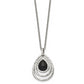 Stainless Steel Chisel Polished And Textured Black Onyx Pendant On An 18 Inch Cable Chain With A 2 Extension Necklace