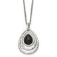 Stainless Steel Chisel Polished And Textured Black Onyx Pendant On An 18 Inch Cable Chain With A 2 Extension Necklace