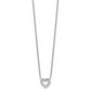 Stainless Steel Chisel Polished Cz Open Heart On An 18 Inch Cable Chain Necklace