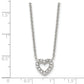 Stainless Steel Chisel Polished Cz Open Heart On An 18 Inch Cable Chain Necklace