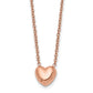 Stainless Steel Chisel Polished Rose Ip-Plated Heart On A 17.5 Inch Cable Chain Necklace