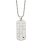 Stainless Steel Chisel Polished And Satin With Black Cz Dog Tag On A 20 Inch Ball Chain Necklace