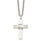 Stainless Steel Chisel Brushed And Polished Cross Pendant On A 22 Inch Curb Chain Necklace