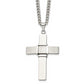 Stainless Steel Chisel Brushed And Polished Cross Pendant On A 22 Inch Curb Chain Necklace