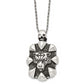 Stainless Steel Chisel Antiqued And Polished Tiger Skull Pendant On A 20 Inch Rope Chain Necklace