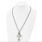 Stainless Steel Chisel Antiqued And Polished Cross Pendant On A 24 Inch Spiga Chain Necklace