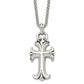 Stainless Steel Chisel Antiqued And Polished Cross Pendant On A 24 Inch Spiga Chain Necklace