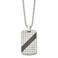 Stainless Steel Chisel Polished With 1/2 Carat Black Diamond Dog Tag On A 24 Inch Ball Chain Necklace