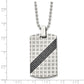 Stainless Steel Chisel Polished With 1/2 Carat Black Diamond Dog Tag On A 24 Inch Ball Chain Necklace