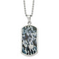 Stainless Steel Chisel Polished Black Ip-Plated And Camo Enamel With .015 Carat Diamond Double Dog Tag On A 24 Inch Ball Chain Necklace