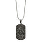 Stainless Steel Chisel Brushed And Polished Black Ip-Plated 1/10 Carat Diamond Cross Dog Tag On A 24 Inch Ball Chain Necklace