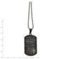 Stainless Steel Chisel Brushed And Polished Black Ip-Plated 1/10 Carat Diamond Cross Dog Tag On A 24 Inch Ball Chain Necklace