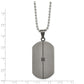 Stainless Steel Chisel Antiqued And Brushed With .04 Carat Black Diamond Dog Tag On A 22 Inch Ball Chain Necklace