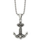 Stainless Steel Chisel Antiqued And Polished Anchor With Rope Pendant On A 24 Inch Ball Chain Necklace