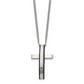 Stainless Steel Chisel Polished Black Ip-Plated .01 Carat Diamond Cross Pendant On A 24 Inch Curb Chain Necklace