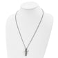 Stainless Steel Chisel Polished Black Ip-Plated .01 Carat Diamond Cross Pendant On A 24 Inch Curb Chain Necklace