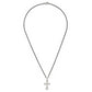 Stainless Steel Chisel Brushed Cross Pendant On A 22 Inch Curb Chain Necklace