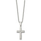 Stainless Steel Chisel Brushed And Polished .03 Carat Diamond Cross Pendant On A 22 Inch Ball Chain Necklace