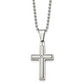 Stainless Steel Chisel Brushed And Polished .03 Carat Diamond Cross Pendant On A 22 Inch Ball Chain Necklace