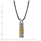 Stainless Steel Chisel Antiqued And Polished With Yellow Ip-Plated Accent Star Of David Pendant On A 20 Inch Leather Cord Necklace