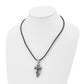 Stainless Steel Chisel Antiqued And Polished Snake On Cross Pendant A 20 Inch Leather Cord Necklace