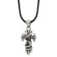 Stainless Steel Chisel Antiqued And Polished Snake On Cross Pendant A 20 Inch Leather Cord Necklace