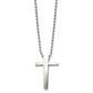 Stainless Steel Chisel Polished Cross Pendant On A 22 Inch Ball Chain Necklace