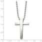 Stainless Steel Chisel Polished Cross Pendant On A 22 Inch Ball Chain Necklace