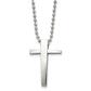 Stainless Steel Chisel Polished Cross Pendant On A 22 Inch Ball Chain Necklace