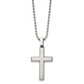 Stainless Steel Chisel Brushed And Polished .01 Carat Diamond Cross Pendant On A 22 Inch Ball Chain Necklace