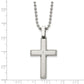 Stainless Steel Chisel Brushed And Polished .01 Carat Diamond Cross Pendant On A 22 Inch Ball Chain Necklace