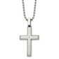 Stainless Steel Chisel Brushed And Polished .01 Carat Diamond Cross Pendant On A 22 Inch Ball Chain Necklace