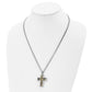 Stainless Steel Chisel Polished Printed Brown Camo Under Rubber Cross Pendant On A 22 Inch Curb Chain Necklace