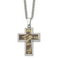 Stainless Steel Chisel Polished Printed Brown Camo Under Rubber Cross Pendant On A 22 Inch Curb Chain Necklace