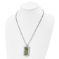 Stainless Steel Chisel Polished Printed Green Camo Under Rubber Dog Tag On A 22 Inch Cable Chain Necklace