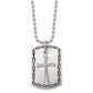 Stainless Steel Chisel Antiqued Brushed And Polished 2 Piece Textured Cross Dog Tag On A 22 Inch Ball Chain Necklace