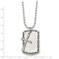 Stainless Steel Chisel Antiqued Brushed And Polished 2 Piece Textured Cross Dog Tag On A 22 Inch Ball Chain Necklace