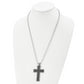 Stainless Steel Chisel Polished Black Ip-Plated Large Cross Pendant On A 24 Inch Ball Chain Necklace